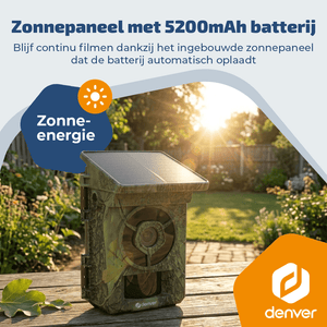 Denver Wildcamera met Nachtzicht en WiFi - 4K Ultra HD - 48mp - WiFi - Trailcam Go app - LCD scherm - Zonne-energie - WSW8120