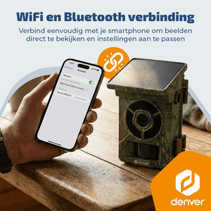Denver Wildcamera met Nachtzicht en WiFi - 4K Ultra HD - 48mp - WiFi - Trailcam Go app - LCD scherm - Zonne-energie - WSW8120