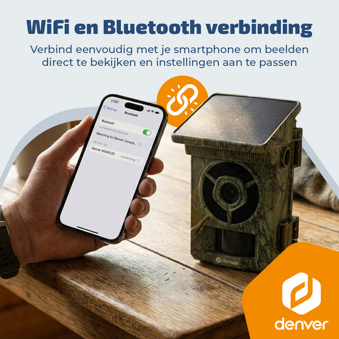 Denver Wildcamera met Nachtzicht en WiFi - 4K Ultra HD - 48mp - WiFi - Trailcam Go app - LCD scherm - Zonne-energie - WSW8120