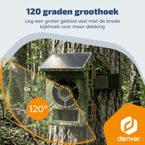 Denver Wildcamera met Nachtzicht en WiFi - 4K Ultra HD - 48mp - WiFi - Trailcam Go app - LCD scherm - Zonne-energie - WSW8120