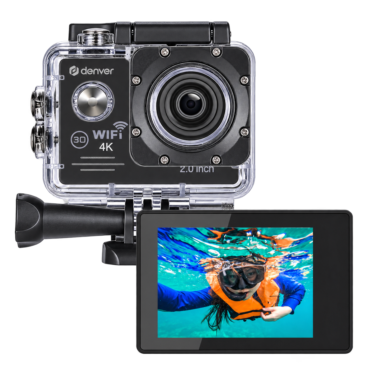 Denver Action Camera 4K - 20MP - Foto & Video - WiFi - App - 40M Waterdicht - Incl. Accessoires - ACK8064 - Denvershop