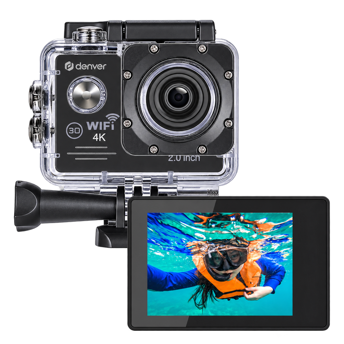 Denver Action Camera 4K - 20MP - Foto & Video - WiFi - App - 40M Waterdicht - Incl. Accessoires - ACK8064 - Denvershop