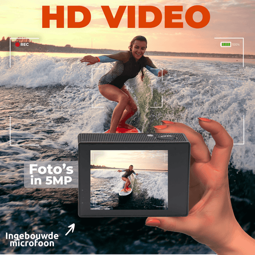 Denver Action Camera HD - 5MP - Foto & Video - 30M Waterdicht - Incl. Accessoires - ACT324 - Denvershop