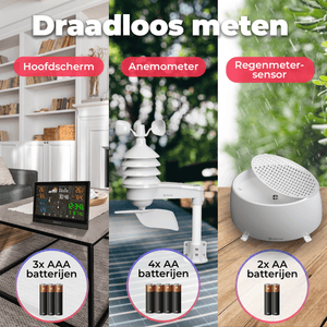 Denver Weerstation Binnen en Buiten - 8 in 1 - Draadloze Buitensensor - Weersvoorspelling - Wind & Regen - Radiogestuurd - WS650 - Denvershop