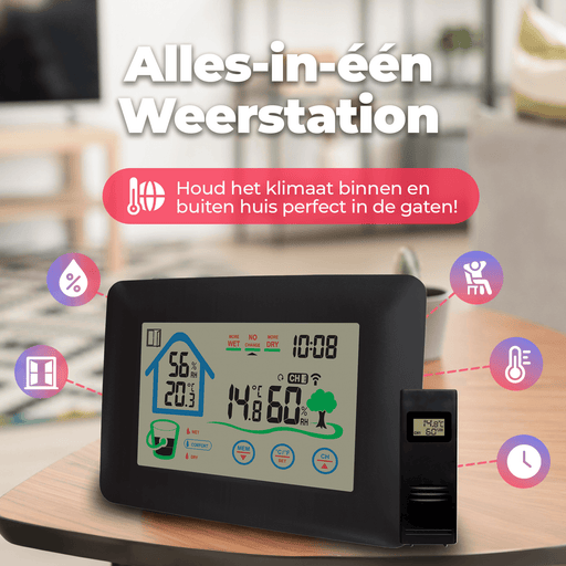 Denver Weerstation - Binnens -en Buitenshuis - Meet temperatuur - luchtvochtigheid - WS520 - Denvershop