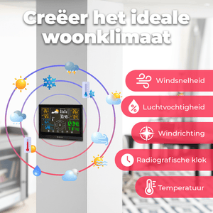 Denver Weerstation Binnen en Buiten - 8 in 1 - Draadloze Buitensensor - Weersvoorspelling - Wind & Regen - Radiogestuurd - WS650 - Denvershop