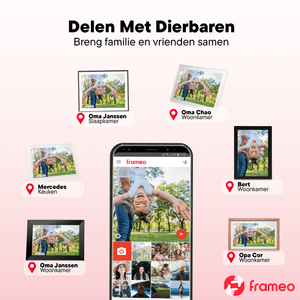 Denver Digitale Fotolijst 15.6 inch - XL - Full HD - Frameo App - Houten lijst - Digitale kalender - WiFi - 32GB - IPS Touchscreen - PFF1505