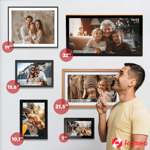 Denver Digitale Fotolijst 15.6 inch - XL - Full HD - Frameo App - Houten lijst - Digitale kalender - WiFi - 32GB - IPS Touchscreen - PFF1505
