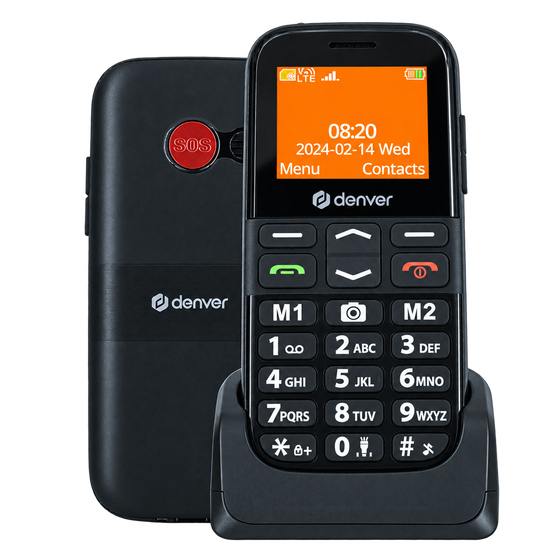 Denver Senioren Mobiele Telefoon 4G - Grote Toetsen - SOS knop - Oplaadstation - GSM - Bluetooth - FM Radio - Volledig NL en FR - BAS18800L