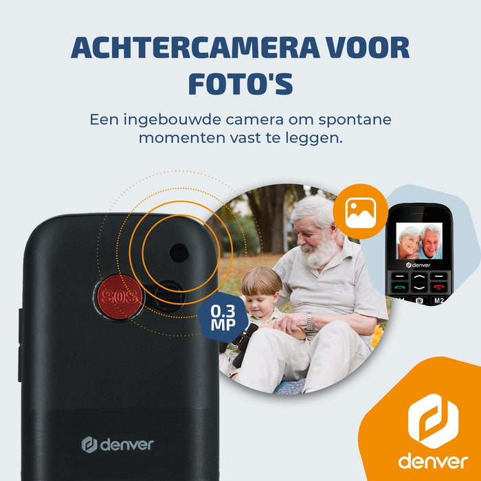 Denver Senioren Mobiele Telefoon 4G - Grote Toetsen - SOS knop - Oplaadstation - GSM - Bluetooth - FM Radio - Volledig NL en FR - BAS18800L