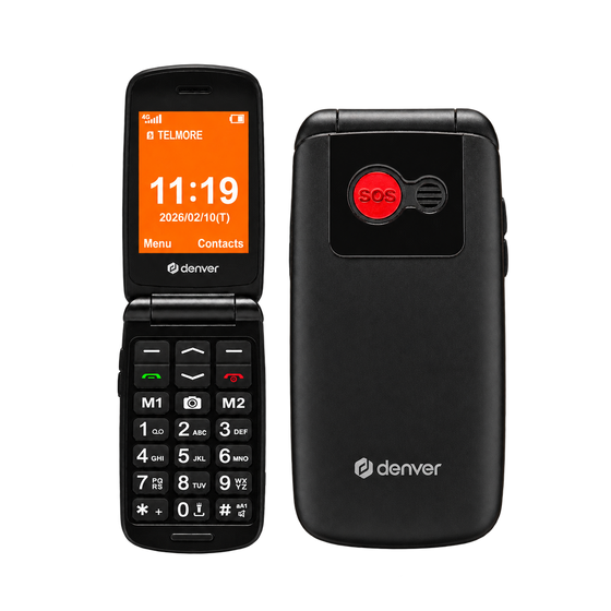 Denver Senioren Mobiele Telefoon 4G - Grote Toetsen - SOS knop - Oplaadstation - GSM - Bluetooth - FM Radio - Volledig NL en FR - BAS24800L