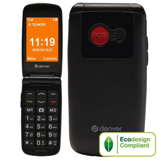 Denver Senioren Mobiele Telefoon 4G - Grote Toetsen - SOS knop - Oplaadstation - GSM - Simlockvrij - Bluetooth - BAS24600L