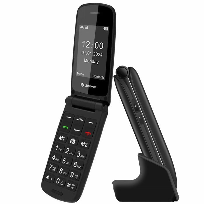 Denver Senioren Mobiele Telefoon 4G - Grote Toetsen - SOS knop - Oplaadstation - GSM - Bluetooth - FM Radio - Volledig NL en FR - BAS24800L