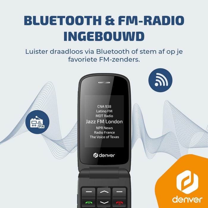 Denver Senioren Mobiele Telefoon 4G - Grote Toetsen - SOS knop - Oplaadstation - GSM - Bluetooth - FM Radio - Volledig NL en FR - BAS24800L