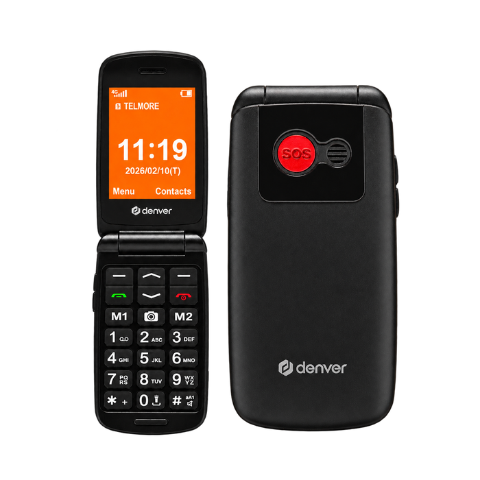 Denver Senioren Mobiele Telefoon 4G - Grote Toetsen - SOS knop - Oplaadstation - GSM - Bluetooth - FM Radio - Volledig NL en FR - BAS24800L
