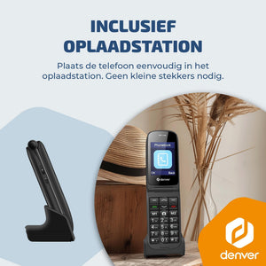 Denver Senioren Mobiele Telefoon 4G - Grote Toetsen - SOS knop - Oplaadstation - GSM - Bluetooth - FM Radio - Volledig NL en FR - BAS24800L