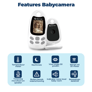 Denver Babyfoon met Camera - Video & Audio - Nachtvisie - Temperatuurweergave - Baby Monitor / Camera - BC250 - Denvershop