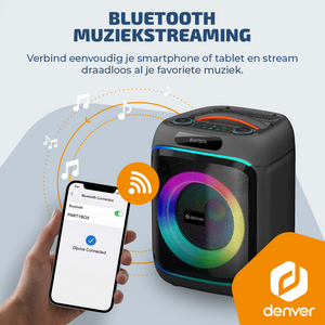 Denver Bluetooth Speaker Party box - Discolichten - Partyspeaker incl. draadloze microfoon & afstandsbediening - Luidspreker - BPS170