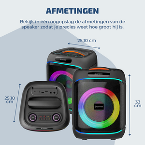 Denver Bluetooth Speaker Party box - Discolichten - Partyspeaker incl. draadloze microfoon & afstandsbediening - Luidspreker - BPS170