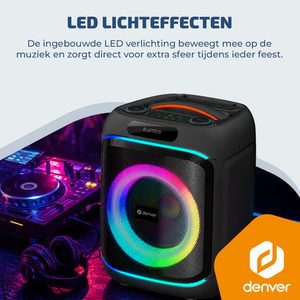 Denver Bluetooth Speaker Party box - Discolichten - Partyspeaker incl. draadloze microfoon & afstandsbediening - Luidspreker - BPS270