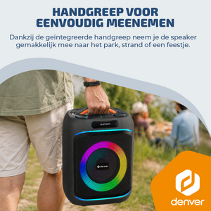 Denver Bluetooth Speaker Party box - Discolichten - Partyspeaker incl. draadloze microfoon & afstandsbediening - Luidspreker - BPS270