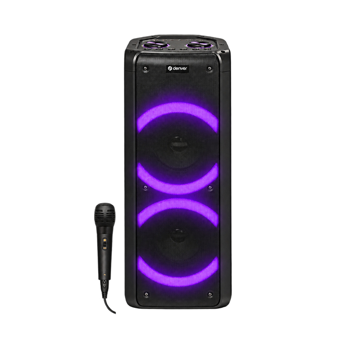 Denver partyspeaker 6,5 inch · discolicht en microfoon