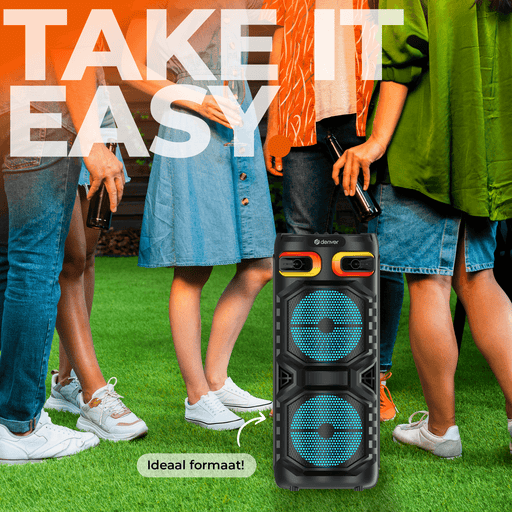 Denver Bluetooth Speaker Party Box - Discolichten - Partybox - Incl. Afstandsbediening - Microfoon Aansluiting - Micro SD / USB / AUX - BPS355 - Denvershop
