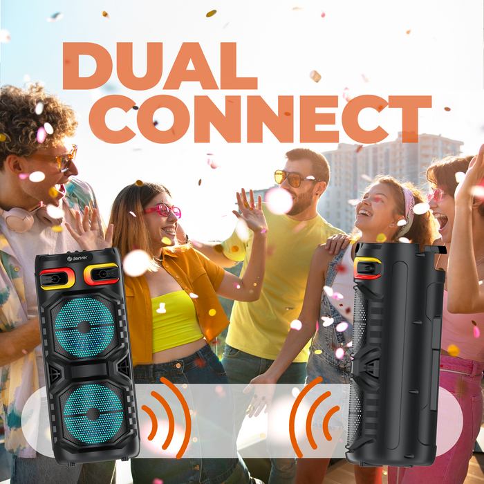 Denver Bluetooth Speaker Party Box - Discolichten - Partybox - Incl. Afstandsbediening - Microfoon Aansluiting - Micro SD / USB / AUX - BPS355