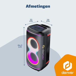 Denver partyspeaker 6,5 inch · discolicht, draadloze microfoon en 4 uur accu