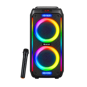 Denver partyspeaker 10 inch · discolicht en draadloze microfoon