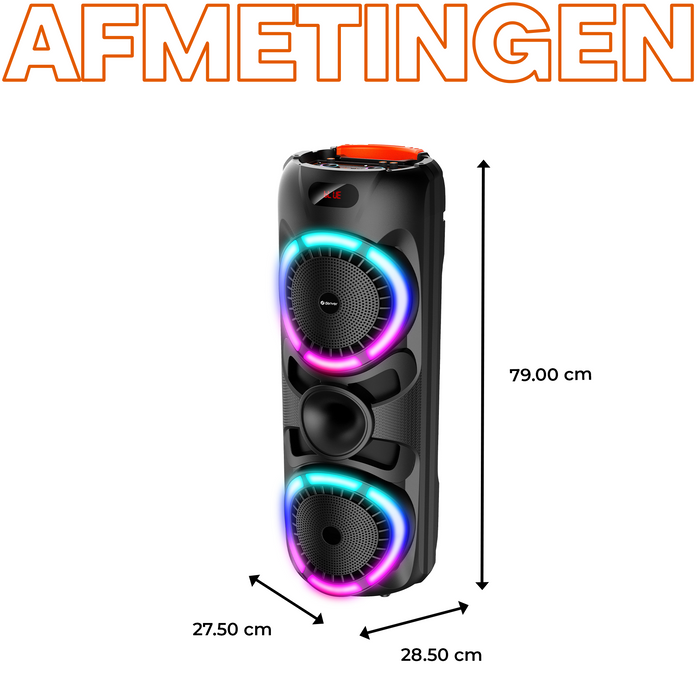 Denver Bluetooth Speaker Party box - Discolichten - Partybox - Incl. Draadloze Microfoon & Afstandsbediening - BPS459