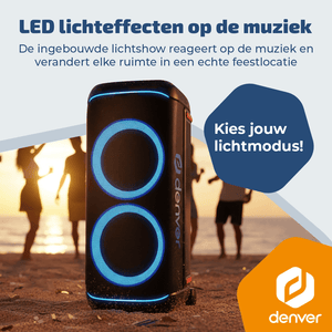 Denver partyspeaker 10 inch XL · discolicht en draadloze microfoon