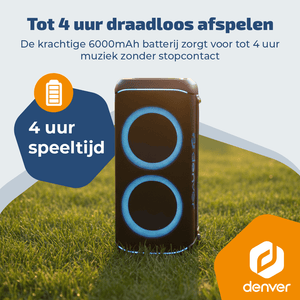 Denver partyspeaker 10 inch XL · discolicht en draadloze microfoon
