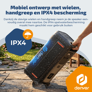Denver partyspeaker 10 inch XL · discolicht en draadloze microfoon