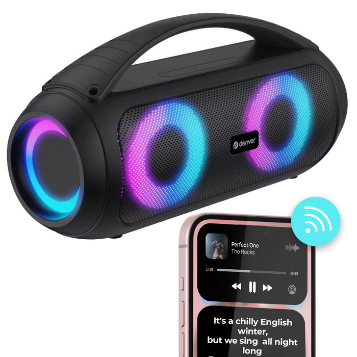 Denver Bluetooth Speaker Draadloos - Lichteffecten - Muziek Box - AUX - TWS Pairing - BTG616