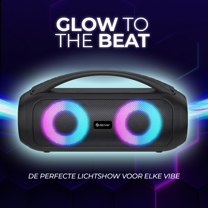 Denver Bluetooth Speaker Draadloos - Lichteffecten - Muziek Box - AUX - TWS Pairing - BTG616