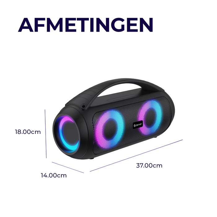 Denver Bluetooth Speaker Draadloos - Lichteffecten - Muziek Box - AUX - TWS Pairing - BTG616