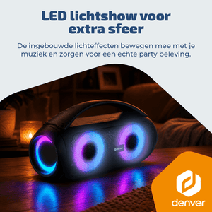 Denver bluetooth speaker · lichteffecten, TWS pairing en AUX