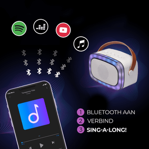 Bluetooth aan, verbinden en zingen met de Denver BTM610 en een smartphone