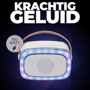 Krachtig geluid van 100 watt uit de Denver BTM610 met lichtrand
