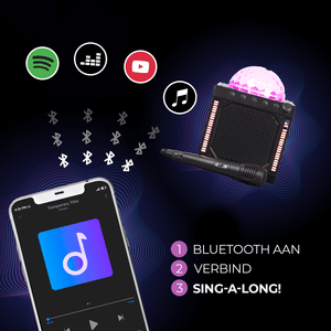 Denver BTM618 verbinden met een telefoon via Bluetooth in drie stappen, daarna zingen