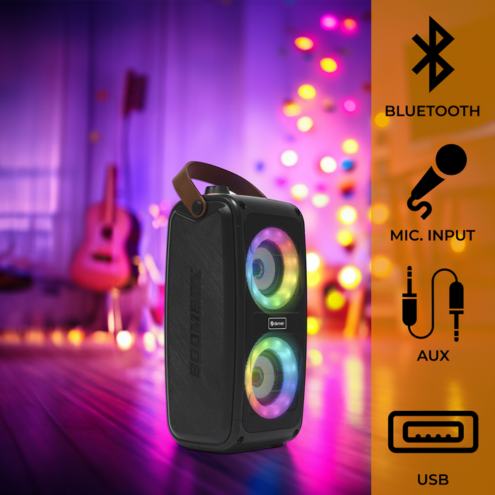 Denver Bluetooth Speaker Draadloos - Lichteffecten - Muziek Box - AUX - TWS Pairing - BTV230 - Zwart