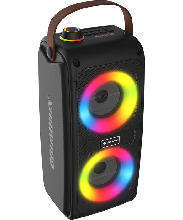 Denver Bluetooth Speaker Draadloos - Lichteffecten - Muziek Box - AUX - TWS Pairing - BTV230 - Zwart