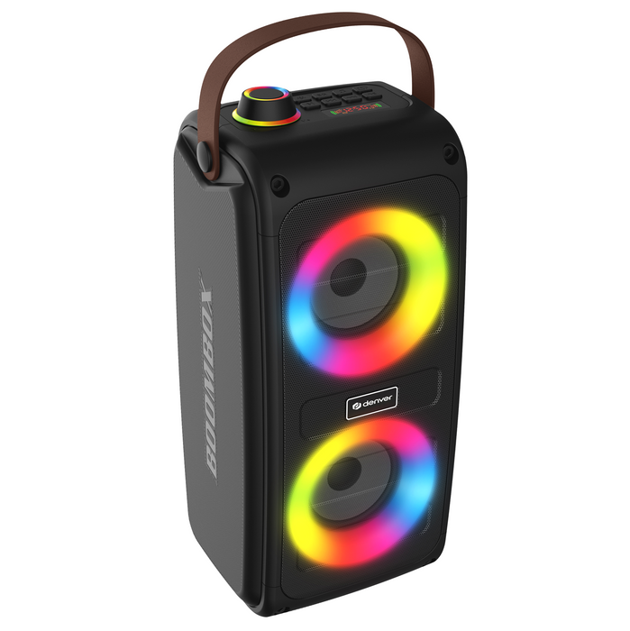Denver Bluetooth Speaker Draadloos - Lichteffecten - Muziek Box - AUX - TWS Pairing - BTV230 - Zwart