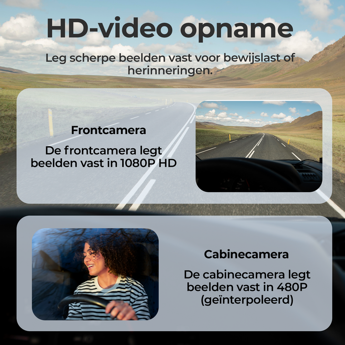 Denver Dashcam - Dashcam voor Auto - Voor- en Cabin Camera - Full HD - 120° Groothoek - Loop Opname - G-Sensor - CCT2500
