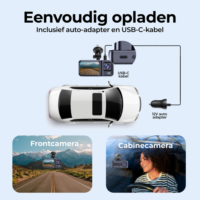 Denver Dashcam - Dashcam voor Auto - Voor- en Cabin Camera - Full HD - 120° Groothoek - Loop Opname - G-Sensor - CCT2500