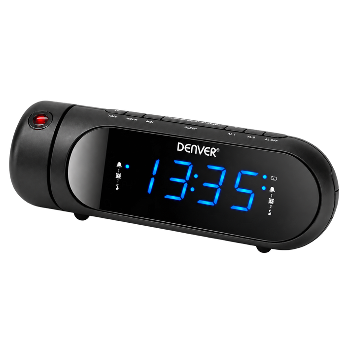 Denver Wekkerradio met Projectie - Opladen via USB - Digitale Wekker - FM Radio - Dubbel Alarm - CPR700 - Denvershop