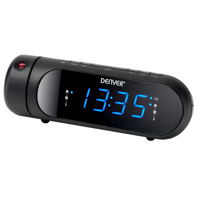 Denver Wekkerradio met Projectie - Opladen via USB - Digitale Wekker - FM Radio - Dubbel Alarm - CPR700