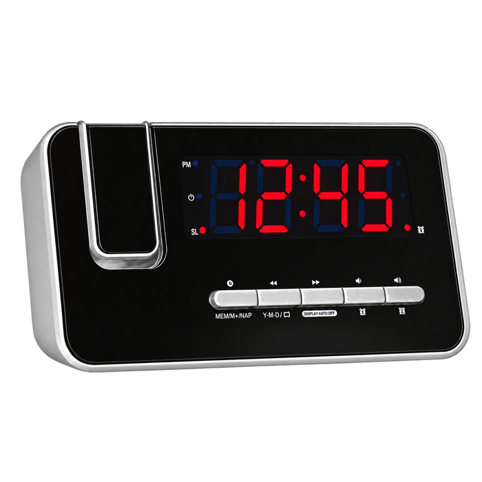 Denver Wekkerradio met Projectie - Digitale wekker - FM Radio - Dubbel Alarm - CRP618 - Denvershop