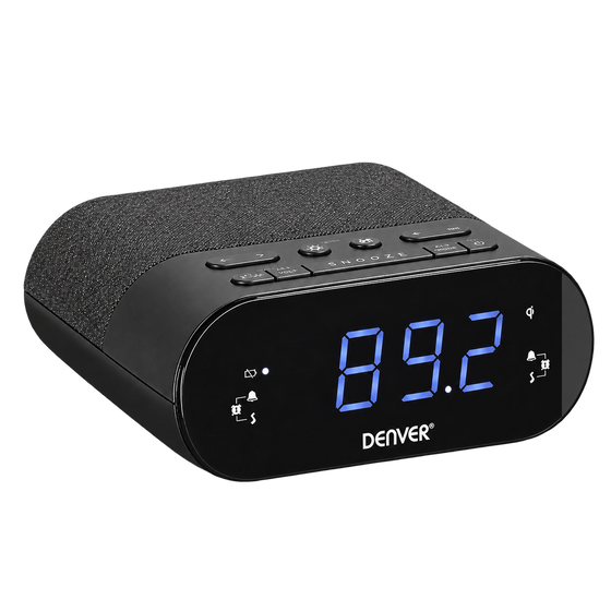 Denver Wekkerradio met Draadloze Oplader - Digitale Wekker - FM Radio - Dubbel Alarm - Dimmer - CRQ107 - Denvershop